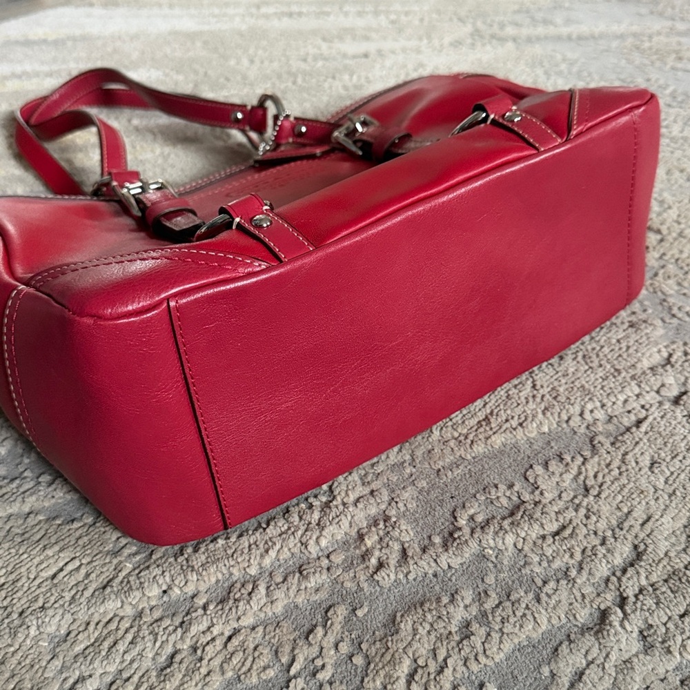 Coach Red Leather Tote 2010 East/West Gallery Medium 12343 Shoulder Bag SV EuC - Picture 7 of 13